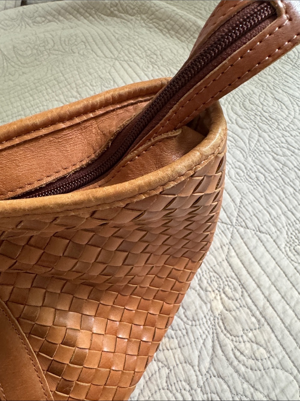 L.L. Bean Woven Leather Tote in Cognac - Picture 9 of 13